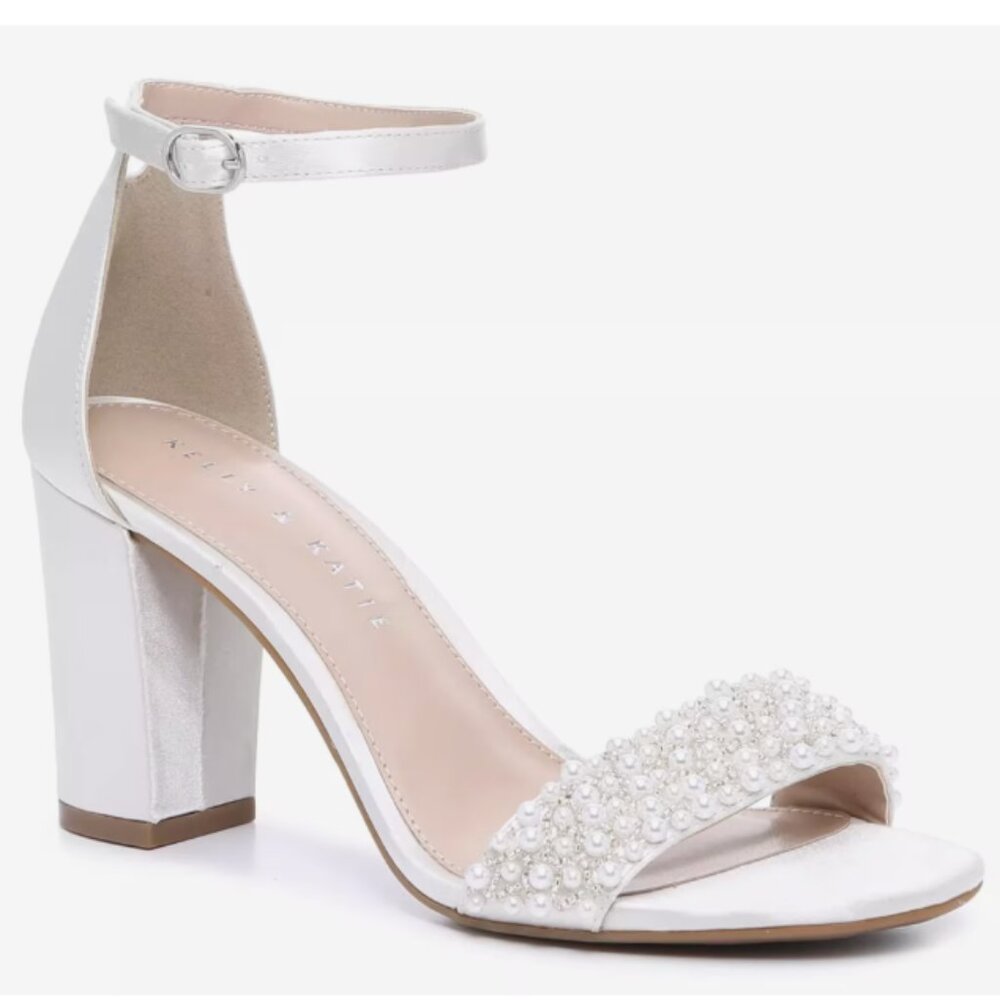 Kelly & Katie White Pearl Embellished Heels